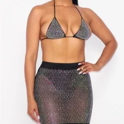 Hot And Delicious Rhinestone Royalty 2pc Skirt Set Womens