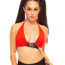 Shark Red Click It Or Ticket Buckle Top Womens