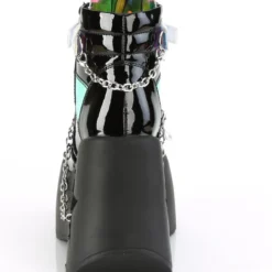 Pleasers Demonia Star Cutout Platform Wedge Side Lace-Up Ankle Boot Vinyl