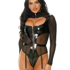Forplay New Vinyl Baddie Black Bodysuit
