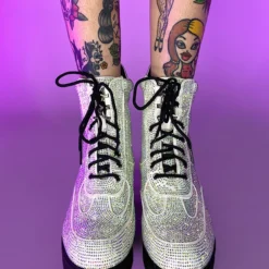 Chengda Bombella Covered In Diamonds Rhinestone Combat Boots Womens