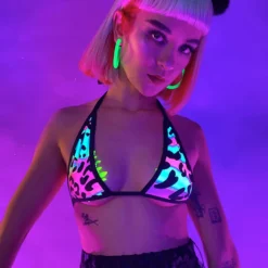 Elizabeth New Acid Jungle Bikini Tie Top