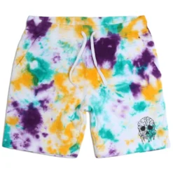 BJD Inc. Wax Skull Tie Dye Fleece Shorts