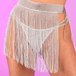 AE New White Bejeweled Cover Up Skirt