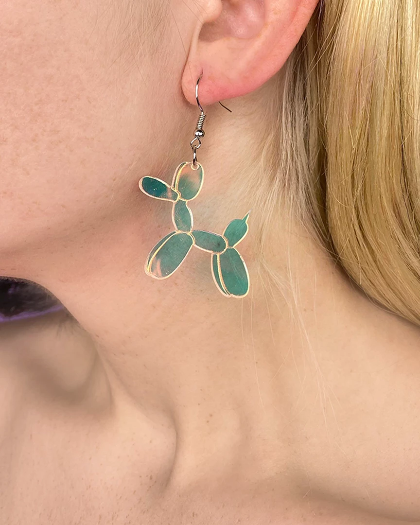 AE Holographic Balloon Poodle Earrings 1 AE Holographic Balloon Poodle Earrings
