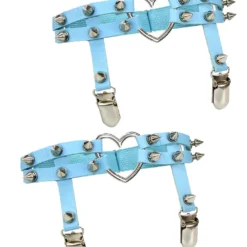 AE New 2pc Heart Spiked Faux Leather Leg Garters 12 AE New 2pc Heart Spiked Faux Leather Leg Garters