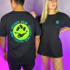 Jarmoo Acid Techno Rave Wonderland Black Tee Womens