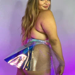 J. Valentine Cyber Prom Vinyl PVC Dual Zipper Skirt New