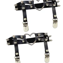 AE New 2pc Heart Spiked Faux Leather Leg Garters 10 AE New 2pc Heart Spiked Faux Leather Leg Garters