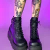 Pleasers Demonia Matte Black Stacked Platform Boots Shoes