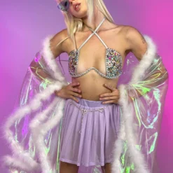 OhYes Fashion Silver Double Crossed Diamonds Bustier New