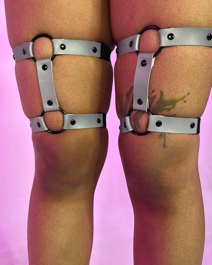AE 1pc Flash Reflective Dual-Strap O-Ring Leg Garter 3 AE 1pc Flash Reflective Dual-Strap O-Ring Leg Garter
