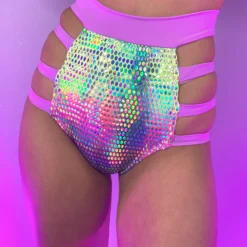 Roma Womens Astro Candy Strappy High Waisted Shorts With Zipper Closure