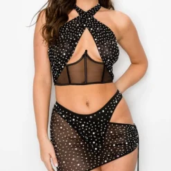 Banjul Black Glam 3pc Skirt Set New