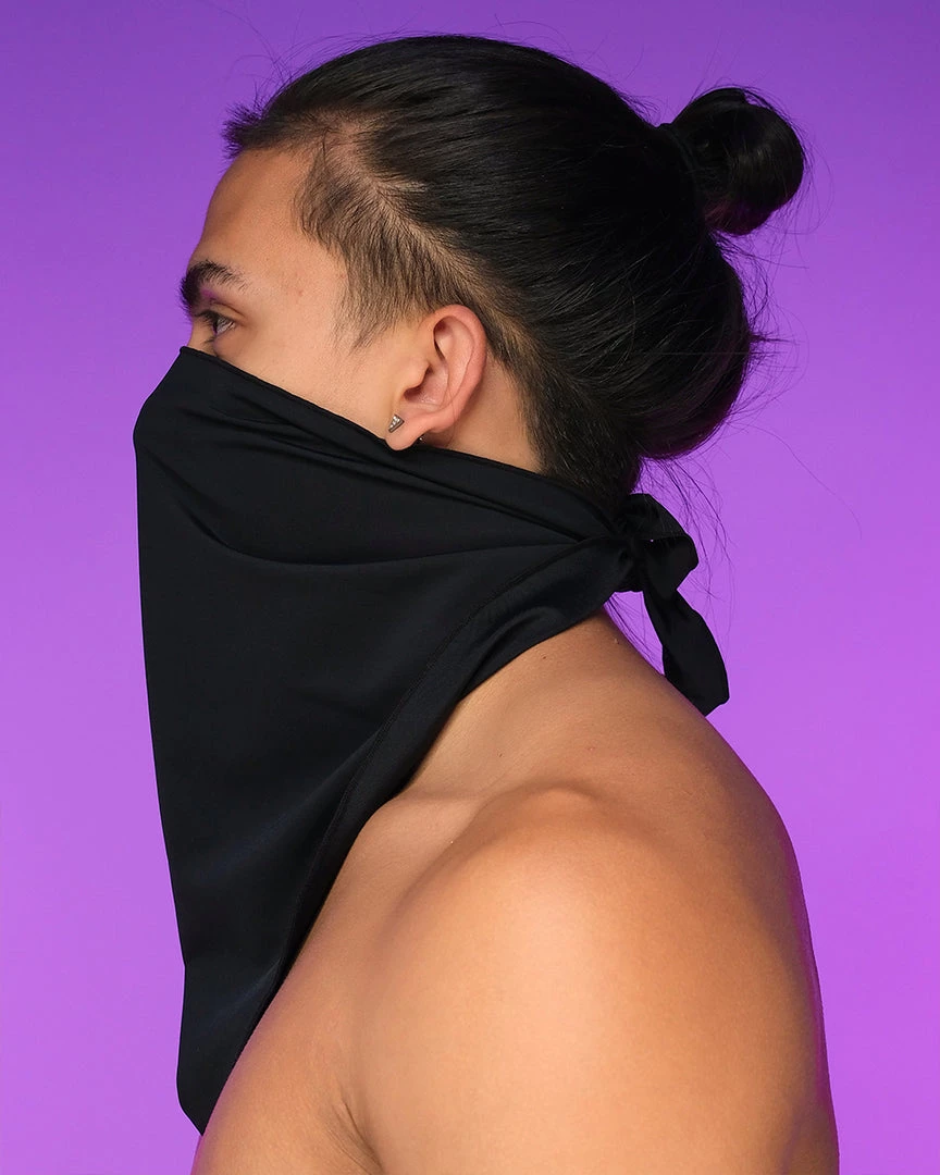 Shark Plain Black Triangle Bandanna Mask Mens 1 Shark Plain Black Triangle Bandanna Mask Mens