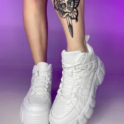 Berness Shoes White Elevated Platform Sneakers Womens