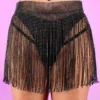 AE New Black Bejeweled Cover Up Skirt