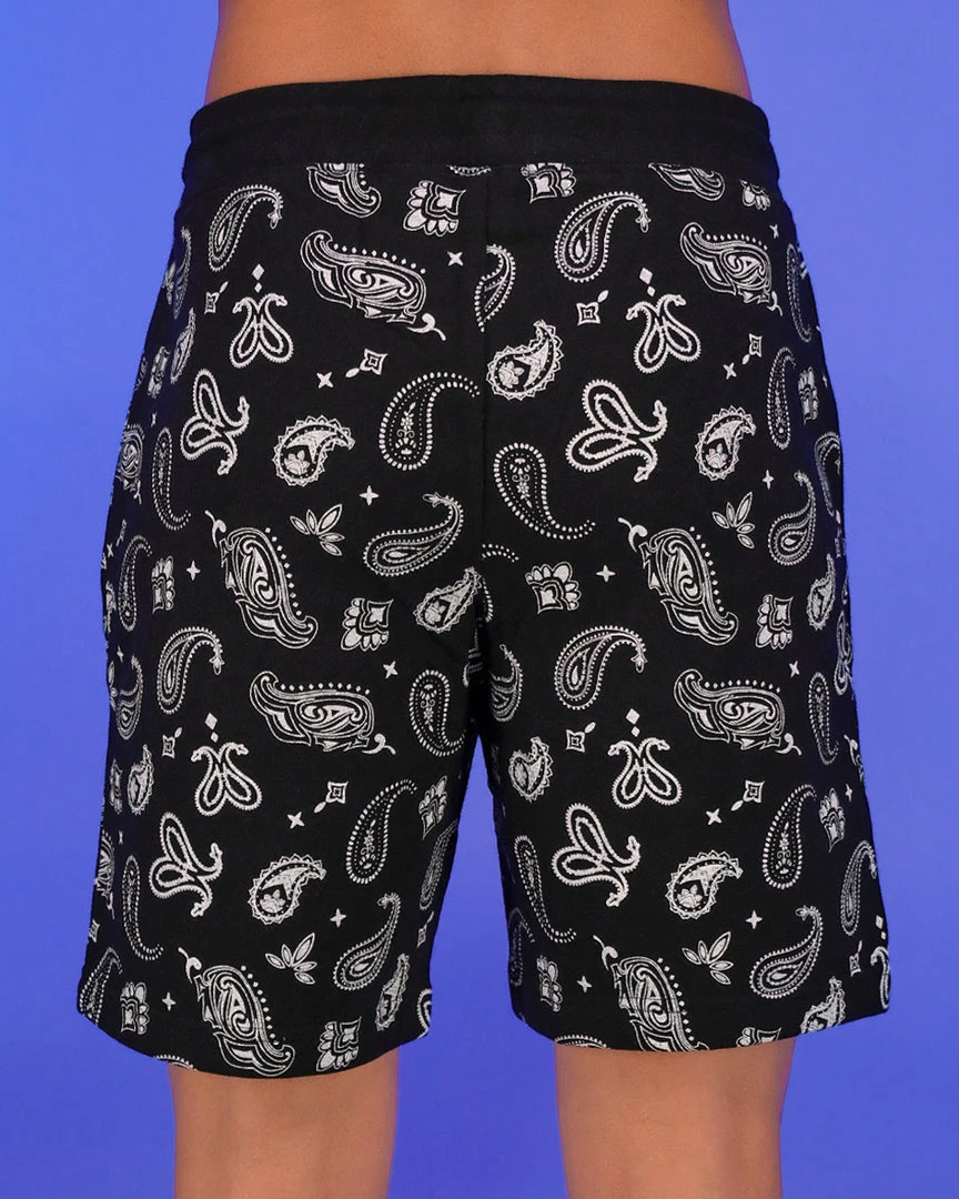 BJD Inc. Black Paisley Fleece Shorts 2 BJD Inc. Black Paisley Fleece Shorts