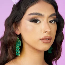 New Nomad Kandi Bass Babe Green Flame Earrings 5 New Nomad Kandi Bass Babe Green Flame Earrings