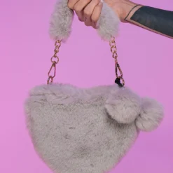 AE In Love With You Fuzzy Heart Purse New