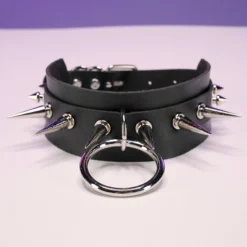 AE Spiked & Studded O-Ring Faux Leather Choker