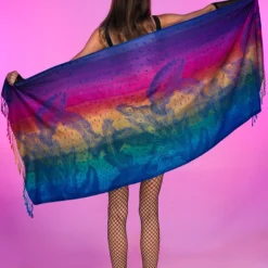 AE Rainbow Ombre Paisley Pashmina Scarf Womens