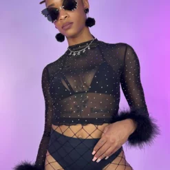 Bear Dance High Class Mesh Long Sleeve Top