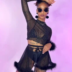 Bear Dance High Class Mesh Long Sleeve Top