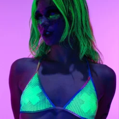 Roma New Rainbow Raver Fishnet Bikini Top
