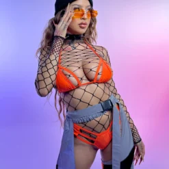 Elizabeth Neon Nights Cage Triangle Top New