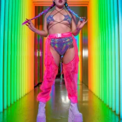 Hot And Delicious Pink Sheer Possibilities Organza Chaps Acid Jungle