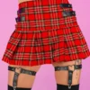 Daisy's Corsets Buckle Red Plaid Skirt