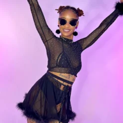 Bear Dance High Class Mesh Long Sleeve Top