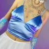 AE Blue Satin Skies Crop Top