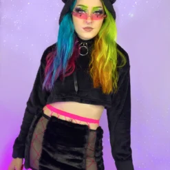 OhYes Fashion Cuddle Puddle Fuzzy Crop Hoodie