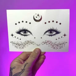 AE Crescent Moon Sparkles Gold Freckle Temporary Tattoo Womens