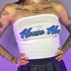 555stickers House Ho Graffiti White Bandeau Tube Top