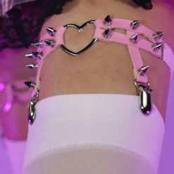 AE New 2pc Heart Spiked Faux Leather Leg Garters