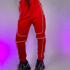 AE Womens Red Reflective Unisex Joggers 12 AE Womens Red Reflective Unisex Joggers