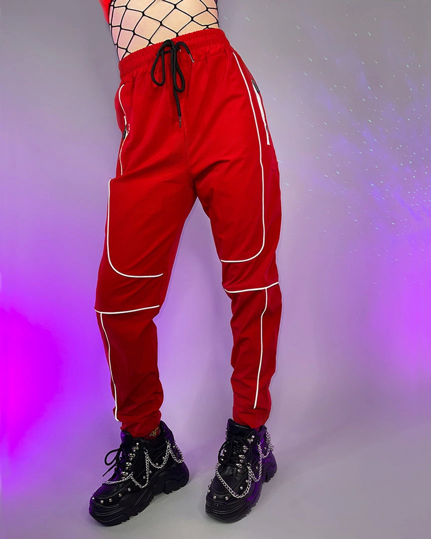 AE Womens Red Reflective Unisex Joggers 6 AE Womens Red Reflective Unisex Joggers