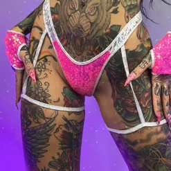 Roma Astro Candy Sequin Shorts With Attached Garters New