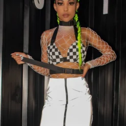 AE Flashblinded Front-Zipper Reflective Mini Skirt Rave Bottoms