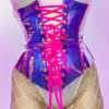 J. Valentine Hot Pink Vinyl Holographic Corset Waist Cincher
