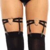 Leg Avenue Heart Thigh High Black Garter Womens