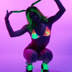 Roma New Rainbow Raver Fishnet Bikini Top