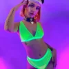 Main Street Loungewear 2pc Neon Livin' Fishnet Set Womens