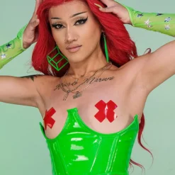 Daisy's Corsets Acid Green Patent Waist Cincher New