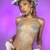 Hot And Delicious Ice Queen Rhinestone Jewel Top New