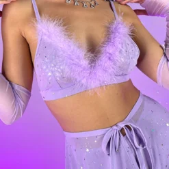 OhYes Fashion Bubble-icious Sheer Fur Bralette New