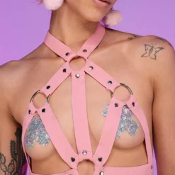 Daisy's Corsets Pretty In Pink Stretchy Harness Top New